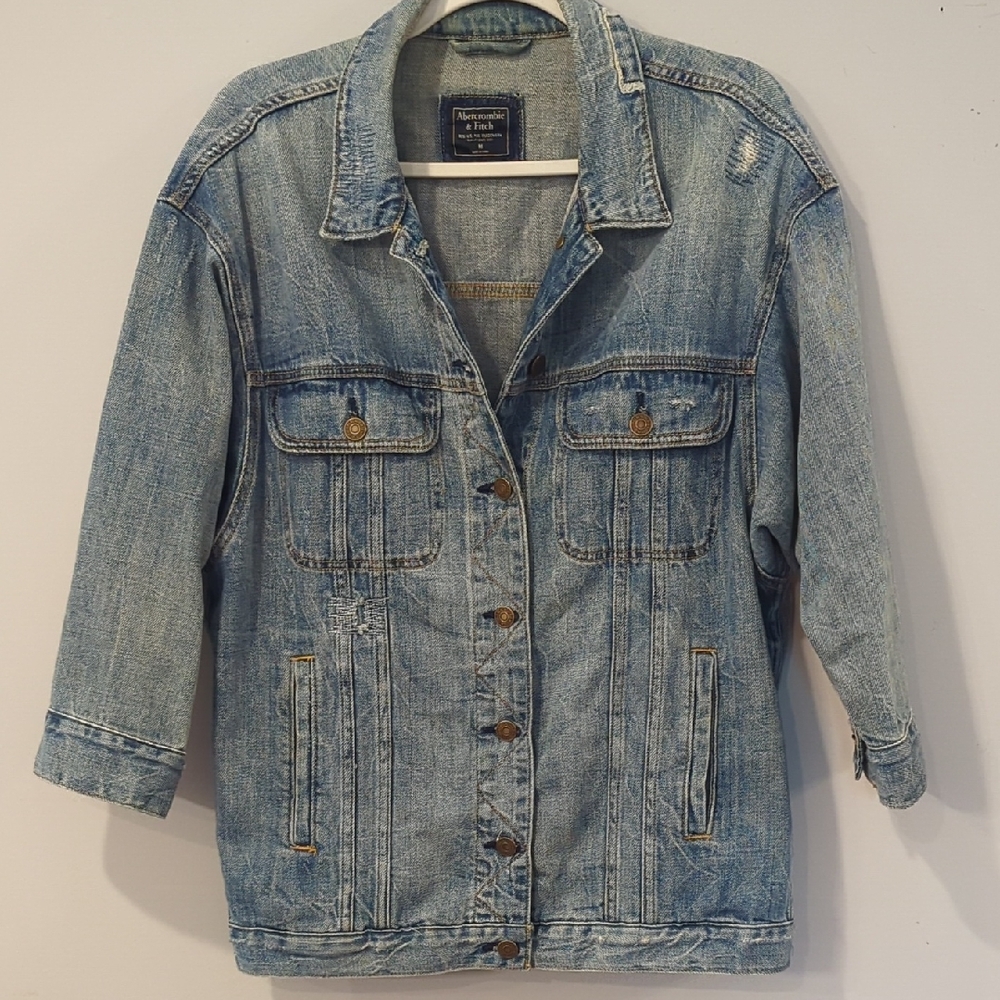 Abercrombie Jean Jacket 3/4 Sleeve Light Wash Blue size Medium‎